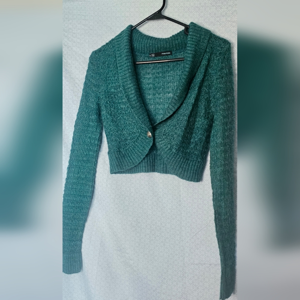 Maurices Teal Knit Cropped Sweater